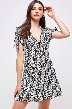 SHORT SLEEVE FLOWER PRINT MINI ...